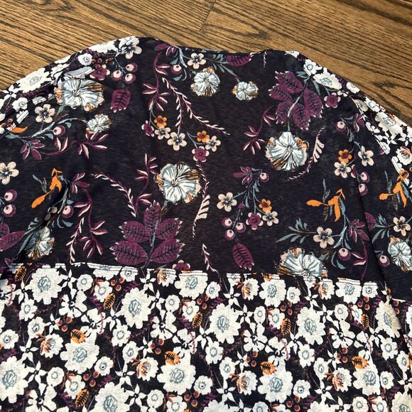 Free People Size S Isabelle Floral Print Long Sleeve Tunic Flowy Boho Semi Sheer - Picture 6 of 11